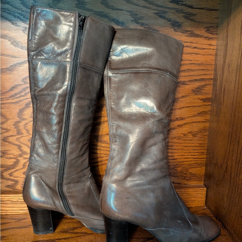 Vintage Brown Leather Heeled SRO Boots